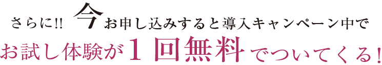 お試し体験1回無料でついてくるキャンペーン