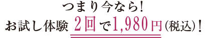 つまり今なら！お試し体験2回1980円